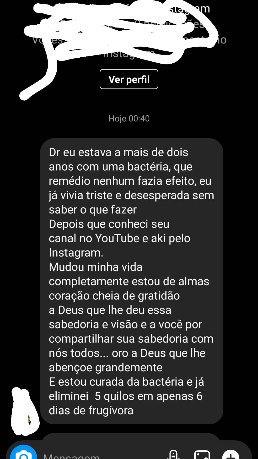 Depoimento — bactéria por 2 anos que remédio não resolvia, vida mudou com frugívora